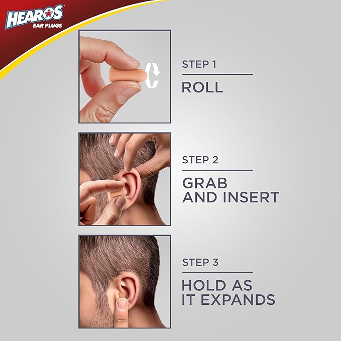 HEAROS Ultimate Softness Foam Disposable Earplugs, NRR 32, 100 Pair, PU Foam, Hearing Protection, Beige (5299)