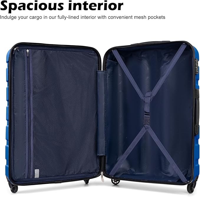 Coolife 3-Piece Lightweight Hardside Spinner Luggage Set with TSA Lock