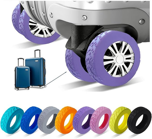 Luggage Wheel Covers, Luggage Wheel Protector Covers for 2-2.4 inches Wheels Suitcases，Anti-Scratch & Noise Reduction Design, Silicone MaterialDurable Travel Case Accessories (8, Purple)