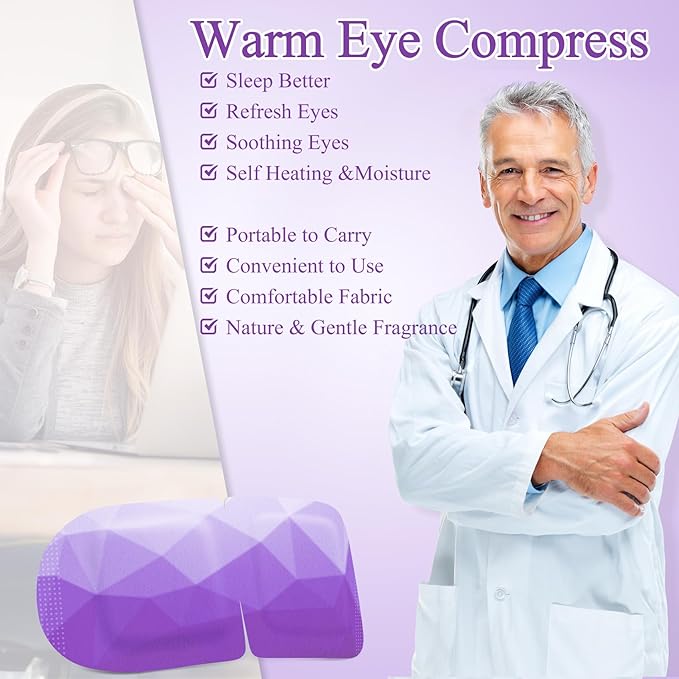 32Packs Steam Eye Mask, Heated Eye Mask for Sleeping, Warm Compress for Eyes, Self Heating Disposal Steam Mask for Home Sleep, Office, Spa, Travel Essentials Valentine's Day Gifts (Lavender)
