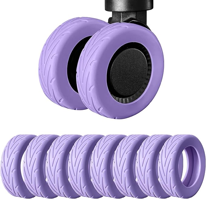 8 Pack Suitcase Wheel Covers Silicone Fits 2.1-2.4 Inch Spinner Wheels for Carry On Luggage Protective Wheel Guards, Thickened Anti-Wear & Tear, Travel Essentials (Purple)