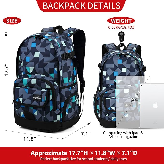 rickyh style School Backpack Travel Bag for Men & Women Lightweight College Back Pack with Laptop Compartmen