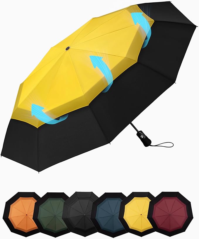 Travel Compact Umbrella Windproof - Portable Automatic for Rain, Folding Umbrella for Men and Women, Portable 210T Fabric