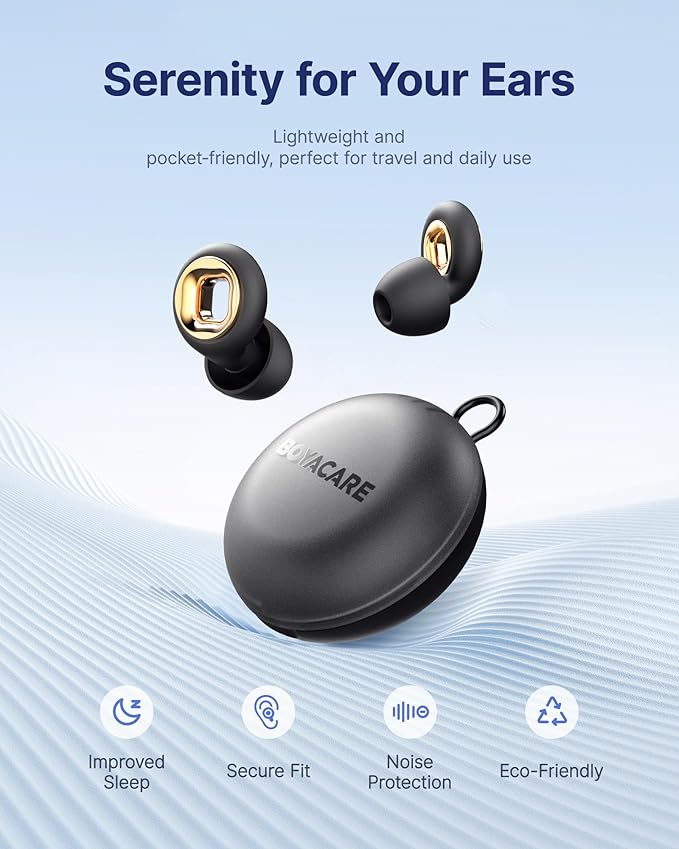 Ear Plugs for Sleeping Noise Cancelling, 45dB Reusable Earplugs for Noise Reduction, Hearing Protection Ear Plugs with 8 Ear Tips, Soft Silicone Earplugs for Sleep, Concerts, Snoring, Study (Black)