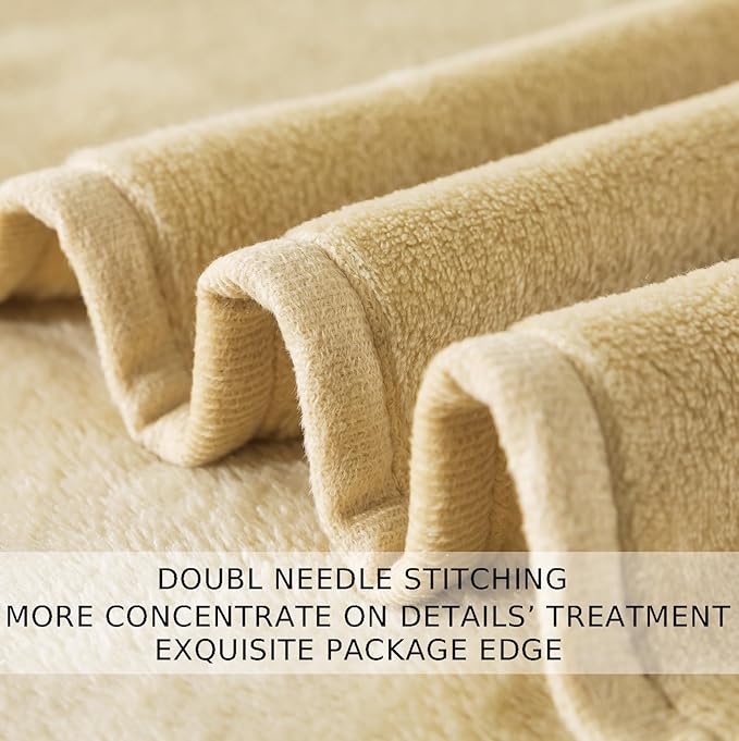 Soft King Size Blanket for All Season Warm Fuzzy Microplush Lightweight Thermal Fleece Summer Autumn Fall Winter Spring Blankets for King Calking Bed Couch Sofa,90x108 Inches,Khaki