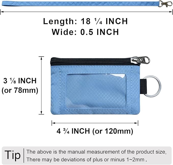 CHENSPRX Minimalist RFID Blocking Small Wallet with ID Window,WaterResistant Zip Id Case Wallet with Lanyard Keychain for Cards,Cash,Travel,Women,Men