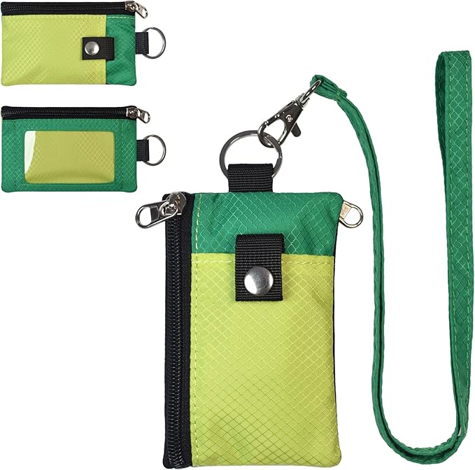 CHENSPRX Minimalist RFID Blocking Small Wallet with ID Window,WaterResistant Zip Id Case Wallet with Lanyard Keychain for Cards,Cash,Travel,Women,Men