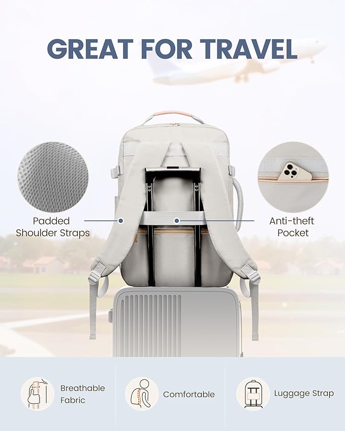 LOVEVOOK 50L Travel Backpack for Women Men,Waterproof Airline Approved Carry On Luggage Travel Essentials,TSA Carry On Backpack Personal Item Travel Bag Suitcase Weekender Traveling with Packing Cubes