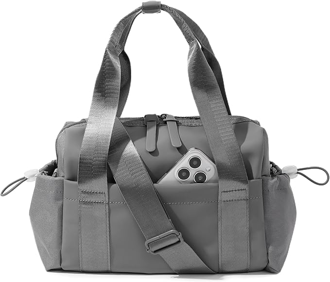 Small Gym Bag for Women, Mini Crossbody Gym Duffle Bag with Wet Compartment, Carry on Gym Tote Bag for Workout Dance Sport Travel (Mini-Grey)