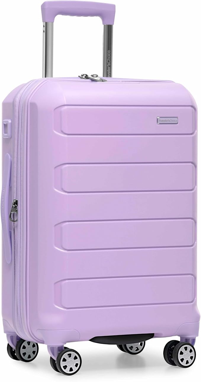 Traveler's Choice Pagosa Hardshell Expandable Luggage with Spinner Wheels, Lavender, 22-Inch Carry-on