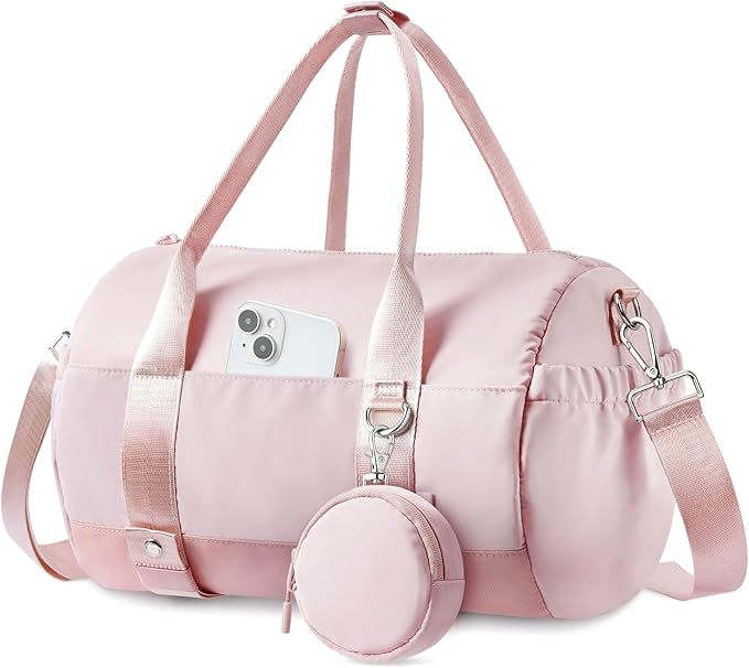 TOPEAST Small Gym Bag for Women, Mini Sports Yoga Bag with Yoga Mat Holder, Small Pink Gym Bag Overnight Weekender Duffle Handbag for Travel Dance Workout