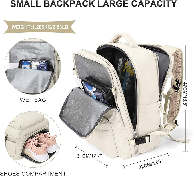 WONHOX Large Travel Backpack Carry on Flight Approved Laptop Work Business Backpack for Women Men Mochila de Viaje