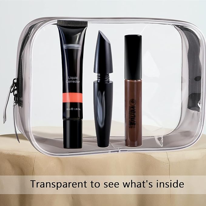 Buminee Clear Pouch Small, 6.6"x2.3"x4.7" TSA Approved Toiletry Bag, Travel Bags for Toiletries, Cosmetic Bag for Women and Men - 1 Pack Black