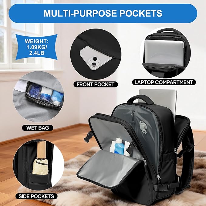 coowoz Vacuum Travel Backpack With Pump For Women Men Airline Approved,Carry On Backpack,Large Hiking Laptop Backpacks Waterproof Outdoor Sports Rucksack Casual Daypack Backpacks XLarge(Vacuum pump)