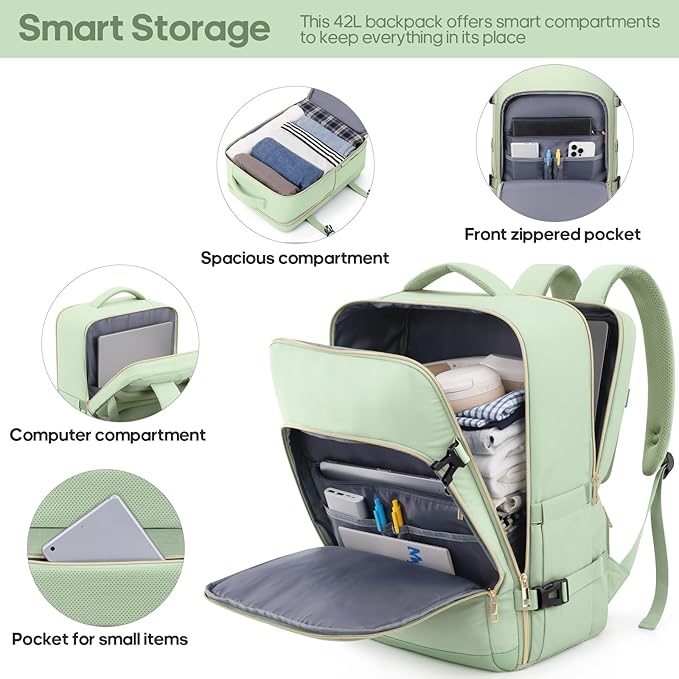 Luggage Sets 3 Piece, Carry On Luggage 20In With Spinner Wheels,PC Hardside Suitcase Set with TSA Lock,Durable Carry On Suitcase With Travel Backpack for Men (Light Green, 3 piece set (BP/20inch))