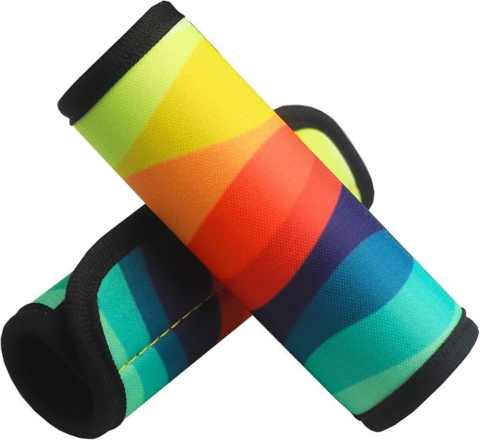 Luggage Handle Wrap 2 Pack Luggage Handle Wraps for Suitcase Bright Neoprene Luggage Handle Covers/Extender/Identifiers-Travel Accessories Must Haves (Rainbow-2 Pack)