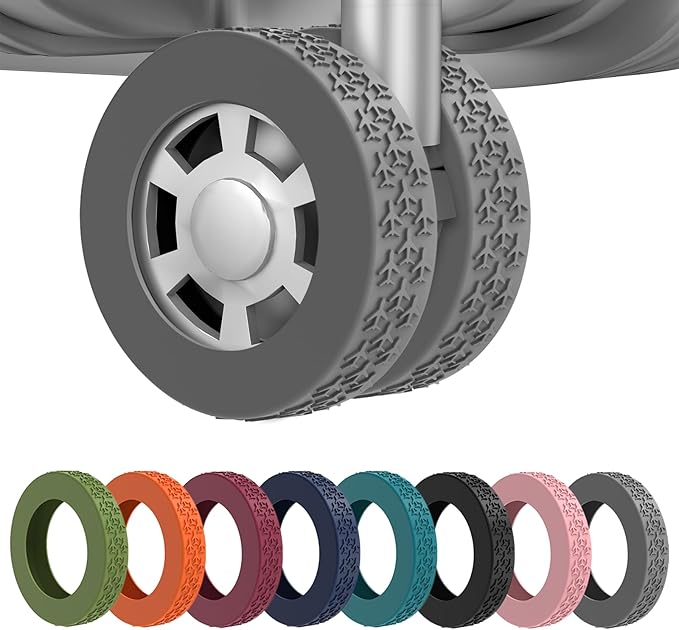 8 Pack Luggage Wheel Covers,Silicone Protective Covers for 2-2.4" Suitcases Spinner Wheel,Upgraded Wear-Resistant, Silent, Shock Absorption Luggage Accessories for Carry-On Travel(Grey)