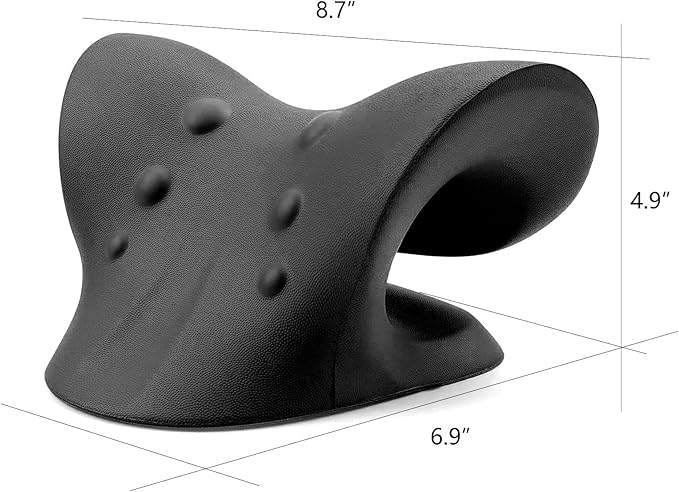 RESTCLOUD Neck and Shoulder Relaxer, Cervical Traction Device for TMJ Pain Relief and Cervical Spine Alignment, Chiropractic Pillow, Neck Stretcher (Black)