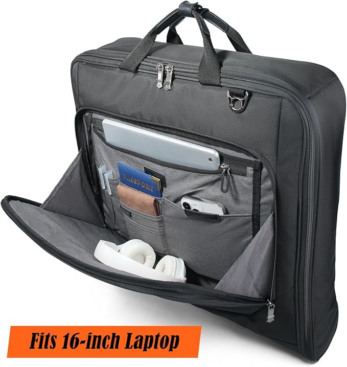 WELKINLAND 3-Suits Garment Bag for Travel with Toiletry Bag, 30L-Large Suit Carry On Garments Bag for Travels, 15-Pockets Suits Holder Travel Bags, Wrinkle-Free Suit and Dress Garment Bag for Travels
