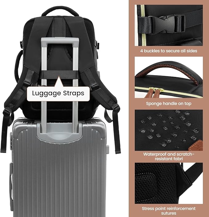 LOVEVOOK 40L Travel Backpack Carry On Airline Approved, Large Backpack with 3 Packing Cubes, TSA Travel Essentials Carry On Bag, Waterproof Weekender Overnight Luggage Daypack, Fits 17.3 Inch Laptop