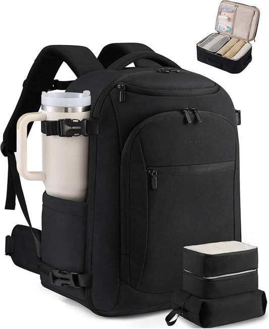 LOVEVOOK 50L Travel Backpack for Women & Men,Airline Approved Carry On Backpack with 3 Packing Cubes,TSA Waterproof Personal Item Bag,Weekender Overnight Essentials Backpacks fits 20" Laptop