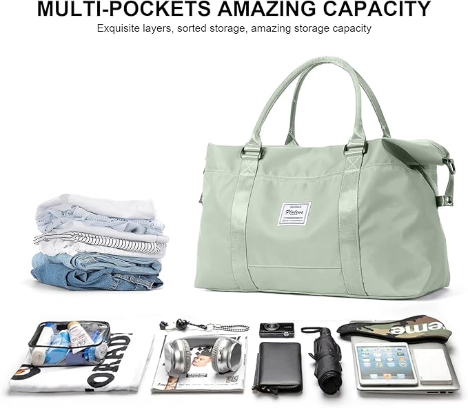 HYC00 Travel Duffel Bag,Carry-on Overnight Weekender Bags for Women,Sports Tote Gym Bag with Wet Pocket
