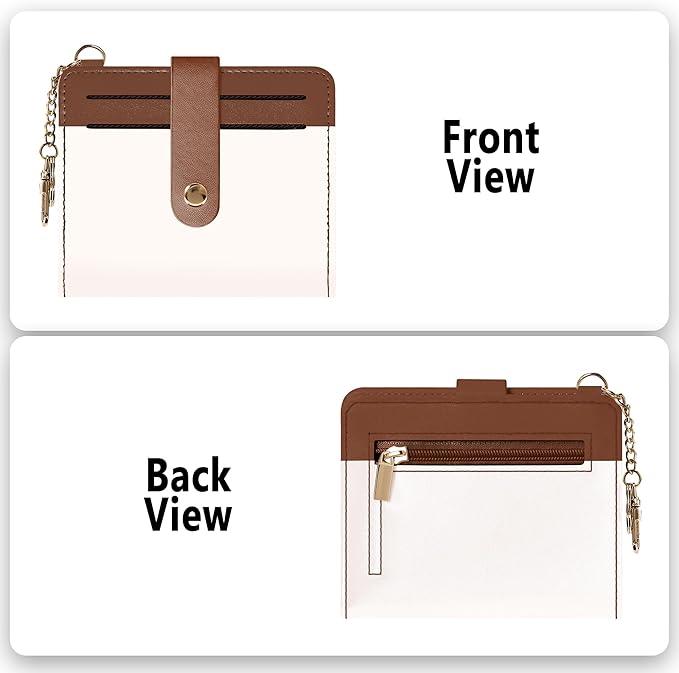 Airkit Small Wallets Woman RFID Blocking Leather Credit Card Holder - with ID Window - Card Wallets for Women - with Zipper Coin Purse - Keychain Wallet