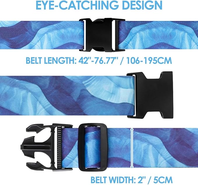 Gutsdoor Luggage Straps for Suitcases Adjustable Travel Belt, Connector Holds Suitcase Bright Colorful Identifiers Travel Bag Accessories (Sky Blue)