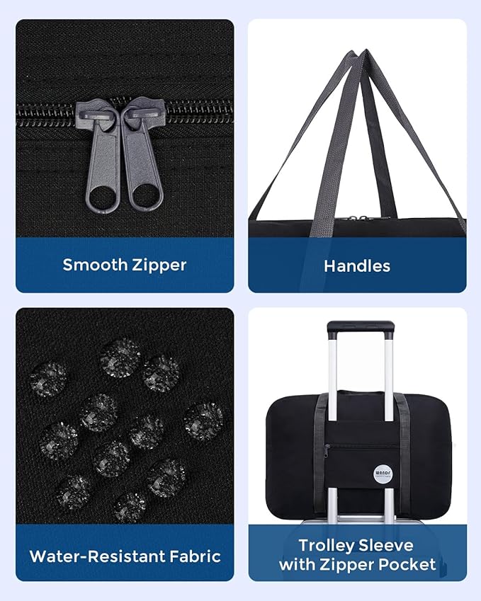 WANDF For Spirit Airlines Personal Item Bag 18x14x8 Travel Duffel Bag Underseat Foldable Carry-on Luggage for Women