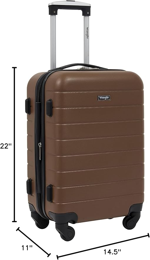 Wrangler Smart Spinner Hardside Luggage, 22-Inch Carry-On, Toffee