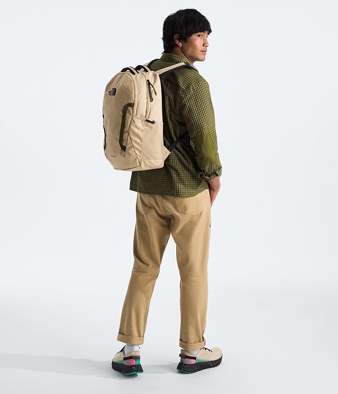 The North Face Vault Everyday Laptop Backpack - Commuter Travel Bag, Water-Repellent Finish, Spacious Compartment, Khaki Stone/TNF Black, One Size