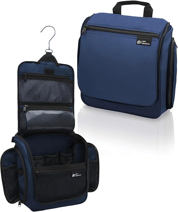 D&D Wanderlust D&D Hanging Travel Toiletry Bag for Men and Women – Cosmetics, Makeup and Toiletries Organizer Kit with 10 Compartments