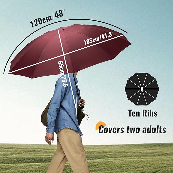 Travel Compact Umbrella Windproof - Portable Automatic Umbrellas for Rain, Inverted Folding Umbrella for Men and Women