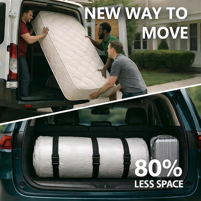 Memory Foam Mattress Vacuum Bag for Moving and Storage – Heavy Duty Compression Bag with Straps, Vacuum Bag for Memory Foam Mattress (Twin/Twin-XL)