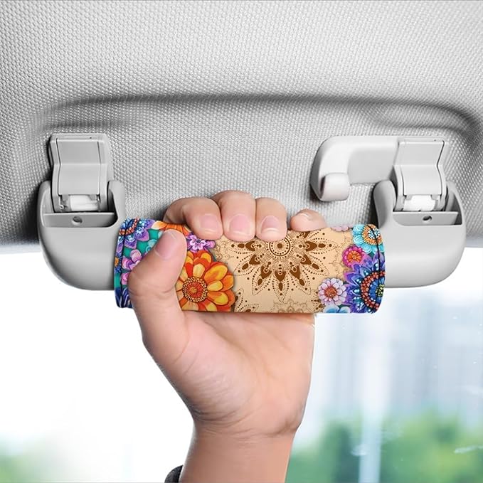 BIGCARJOB Boho Lotus Hippie Luggage Handle Wraps Set of 2 Pcs Identifier Travel Bag Wraps Women Suitcase Handle Sleeve Cover Door Handle Protector