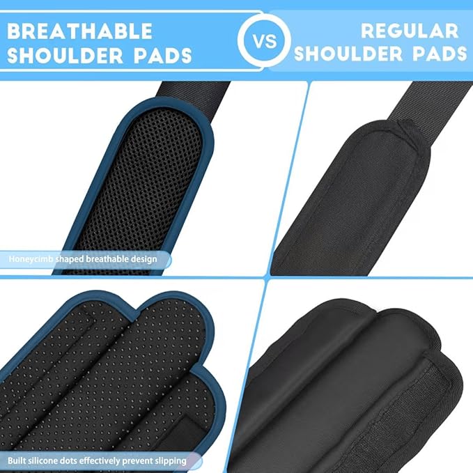ZINZ 2-Pack Universal Shoulder Pad with Ultra thick Cushion for Bag Luggage Bag Crossbody, Plus Long & Anti-Slip & Breathable,Black Blue-2Pack