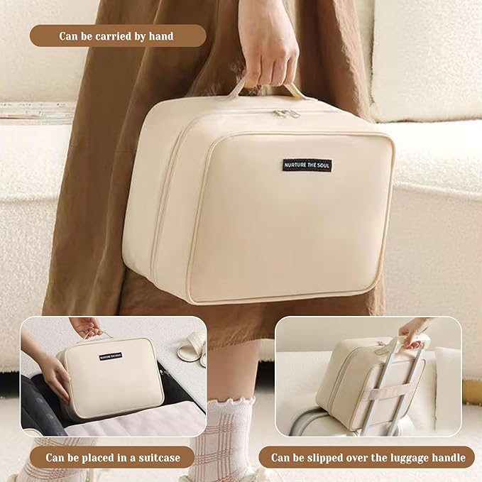 Shoe Bags for Travel, Travel Shoe Bag with Double Layer Storage - Fits 3-4 Pairs,Attaches to Luggage
