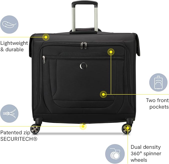 DELSEY PARIS Helium DLX Rolling Garment Bag with Spinner Wheels, Black
