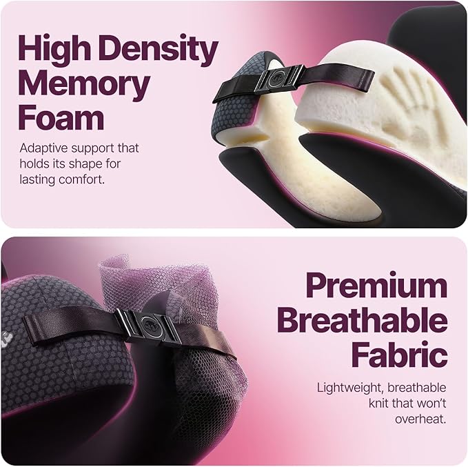 ComfyNap® Versatile Travel Neck Pillow for Airplane [Patented], 9 Positions in 3 Techniques, Plane Pillow with Pure Memory Foam, Travel Pillow with HeadRest Flight Sleep, Travel Essential - Mercury