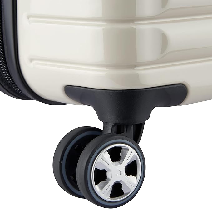 DELSEY PARIS Cruise 3.0 Hardside Expandable Luggage with Spinner Wheels, Glossy Ivory, Checked 26 Inch Trunk