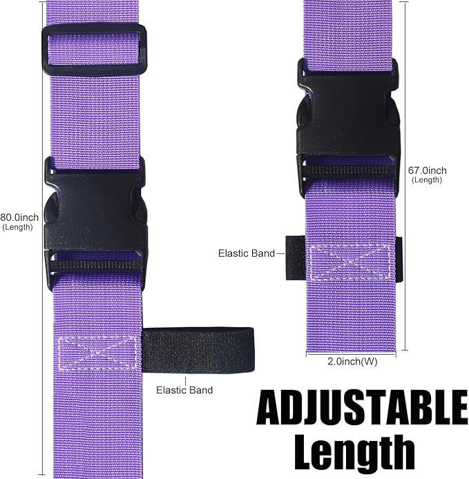 Luggage Straps for Suitcases TSA Approved-2 Pack Bright Personalized Luggage Belt Strap for Suitcase/Carry On Bag Luggage Accessories for Travel (Violet)