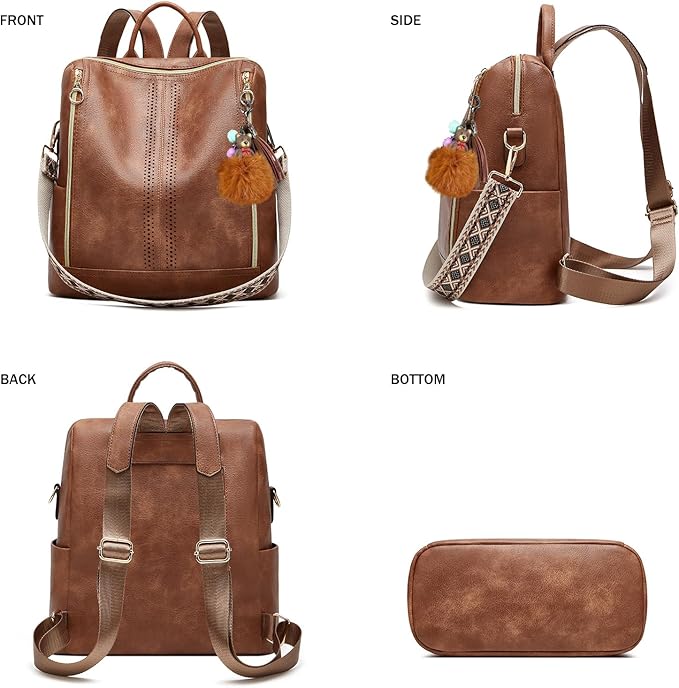 Makes Backpack Purse for Women PU Leather Travel Satchel Handbag Convertible Design Bag with Purse