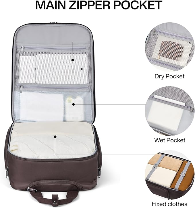 Hanke 16 Inch Underseat Carry On Luggage With Wheels, Small Rolling Suitcase Lightweight Under Seat Carry On Bag, Airline Approved Personal Item Overnight Softside Travel Luggage Bag,Coffee