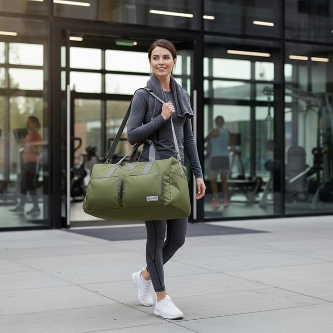 Lucky Travel Duffel Bags 85L, Gym Bag, Travel Bag & Large Duffle Bag for Men, Foldable Overnight Weekender Bags for Women & Men with Adjustable Shoulder Strap, Loden Green