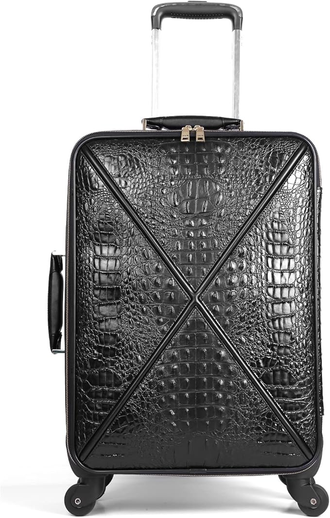 feilario Croco trolly luggage with spinner wheel softside suitcase lightweight checked bag
