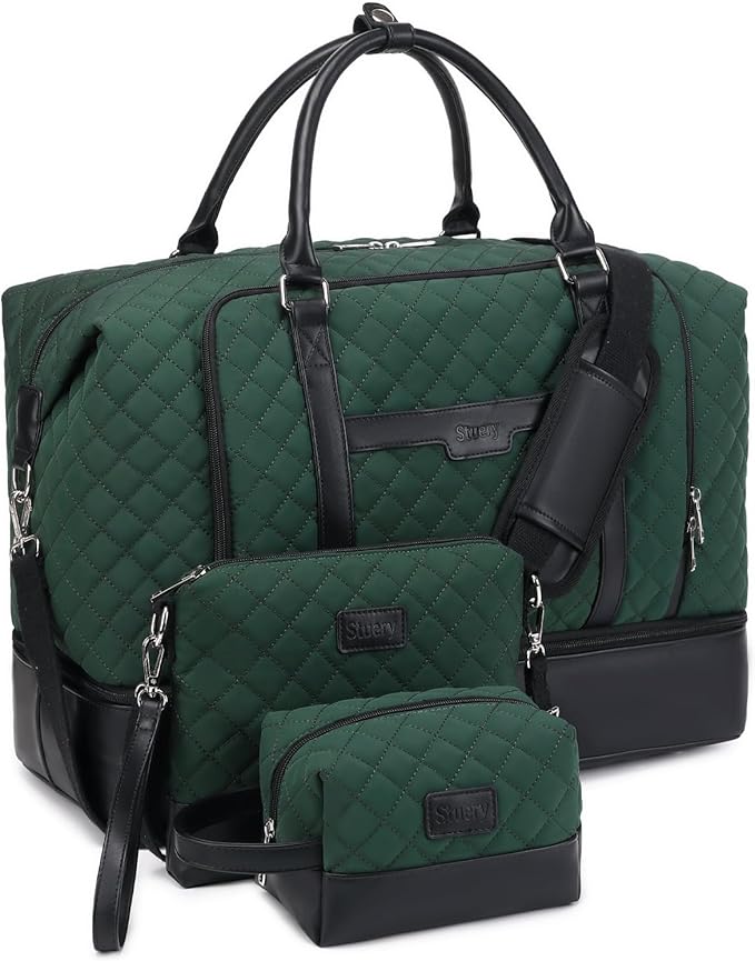 Weekender Bag, Large Travel Duffel Bag for Women, Carry on Overnight Bag with Shoe Compartment and Toiletry Bags