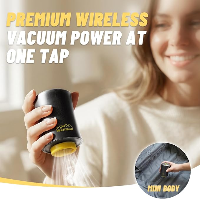 Cordless Vacuum Bags for travel - 12 Pack Rechargeable Wireless Vacuum Seal Bags for Clothing Travel, Space Saver vacuum storage bags with pump for Clothes, Blankets & Luggage Organization