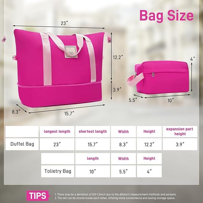 Pink 6 Piece Luggage Set Hard Shell - Traveling Suitcases with Spinner Wheels and Duffel Bags for Family Travel, Durable Carry On Luggage Sets with Lock for Women and Girls