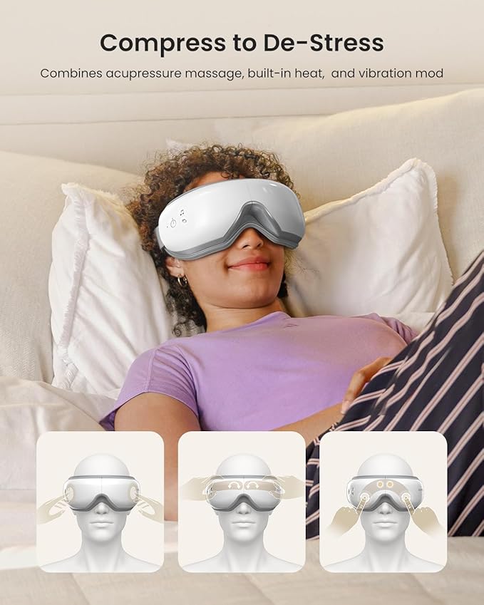 RENPHO Eyeris 1V Eye Massager with Heat, FSA Eligible HSA, Christmas Gifts for Women Men, Eye Mask for Migraines Voice Control, Eye Care, Eye Massager for Migraines Reduce Strain