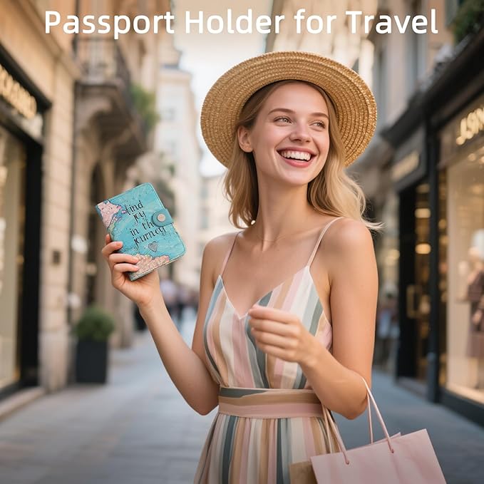 ZOPPEN Passport Holder Women, Passport Cover Travel Wallet Rfid Blocking Passport Wallet Cover Case Travel Essentials Document Organizer, Map